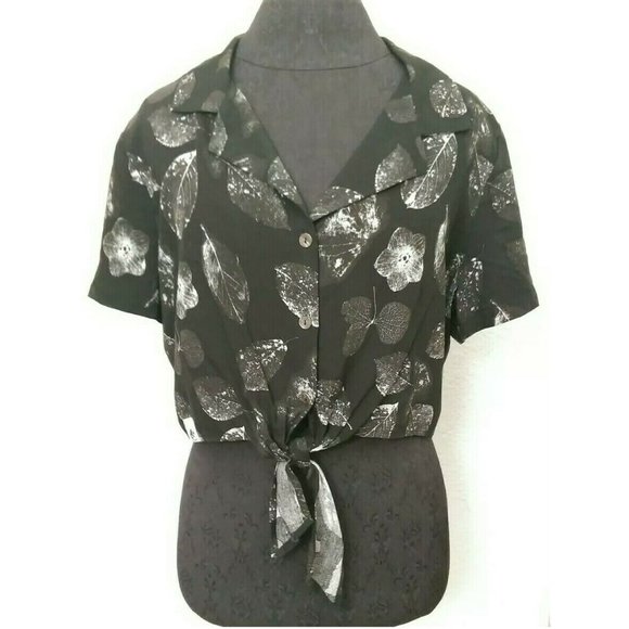 Jurassic World Tops - Jurassic Park Fossil Dinosaur Tie Front Crop Top